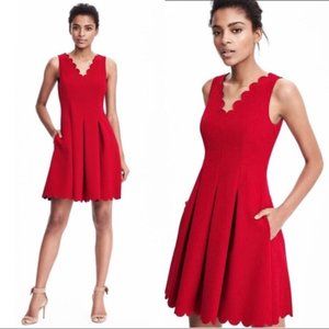 Banana Republic Red Scalloped Pocket Dress